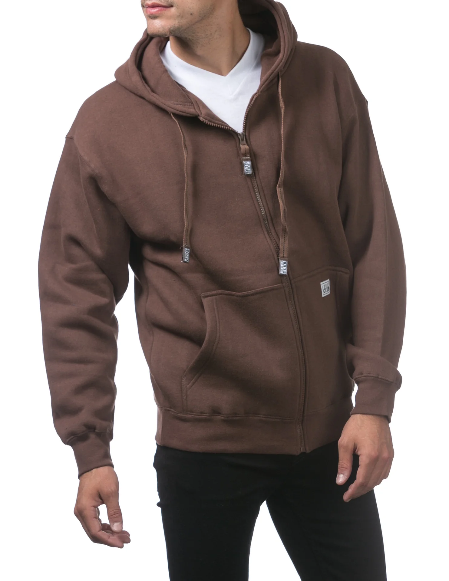 Pro Club Heavyweight Full Zip Fleece Hoodie - BROWN - Image 4