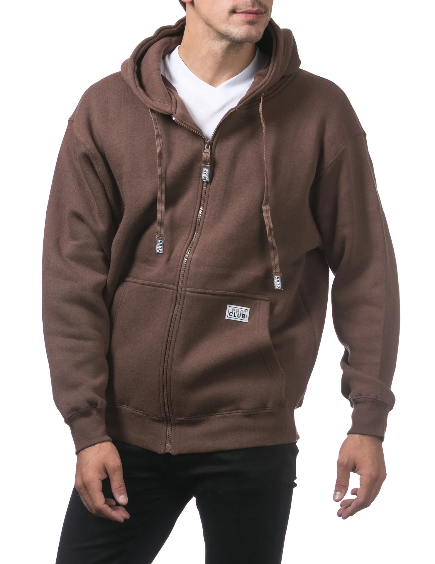 Pro Club Heavyweight Full Zip Fleece Hoodie - BROWN - Image 5