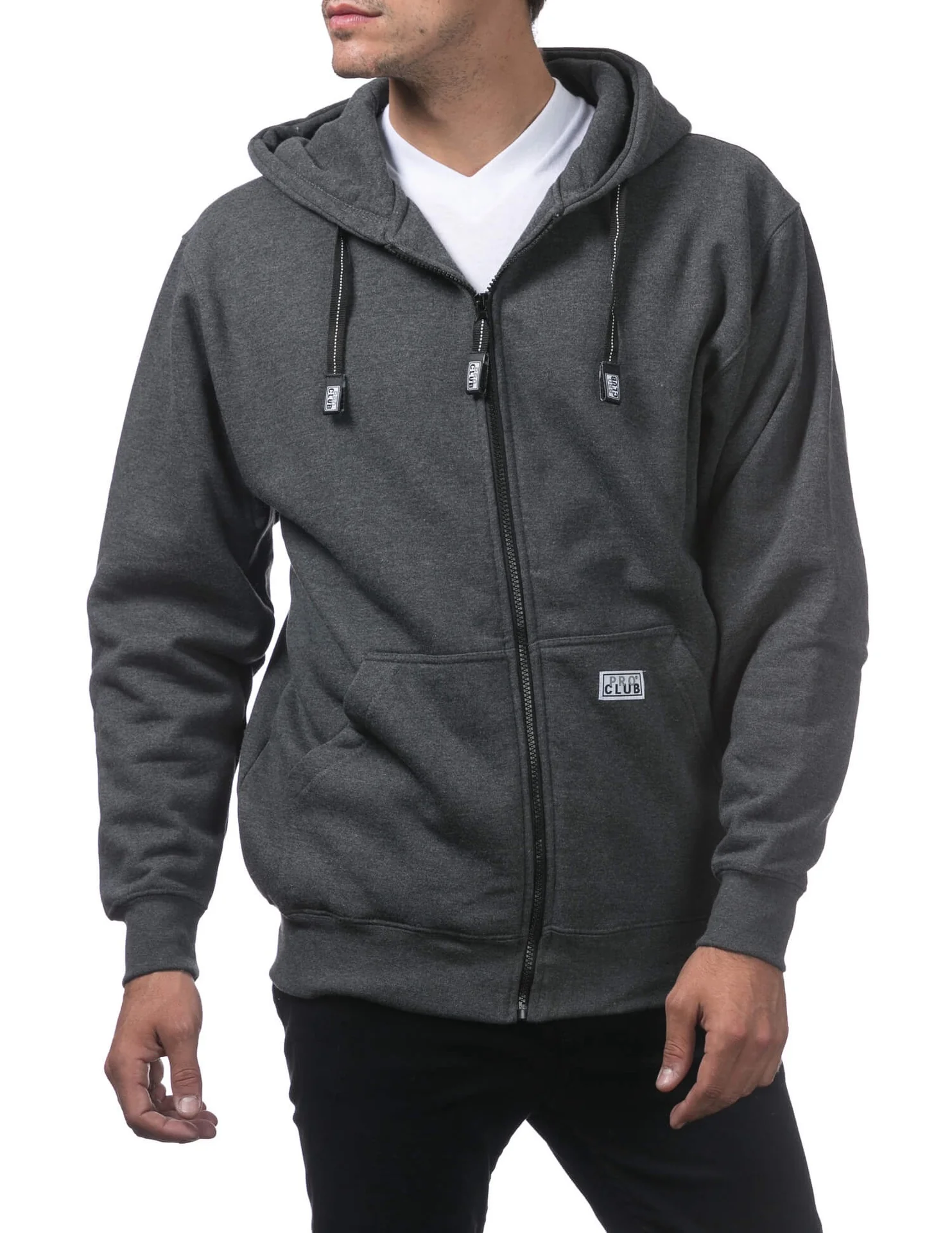 Pro Club Heavyweight Full Zip Fleece Hoodie - CHARCOAL - Image 5