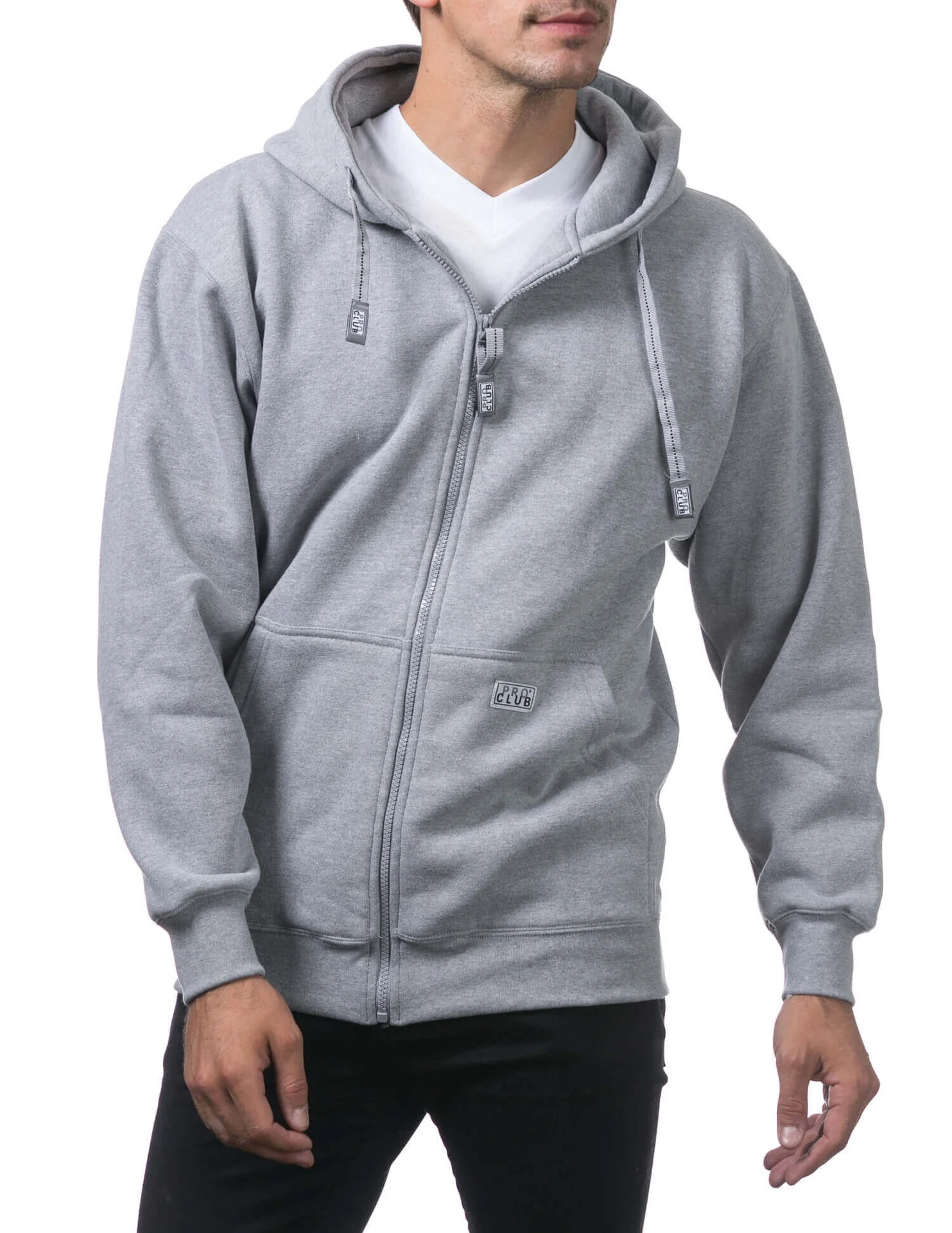 Pro Club Heavyweight Full Zip Fleece Hoodie - GRAY - Image 3