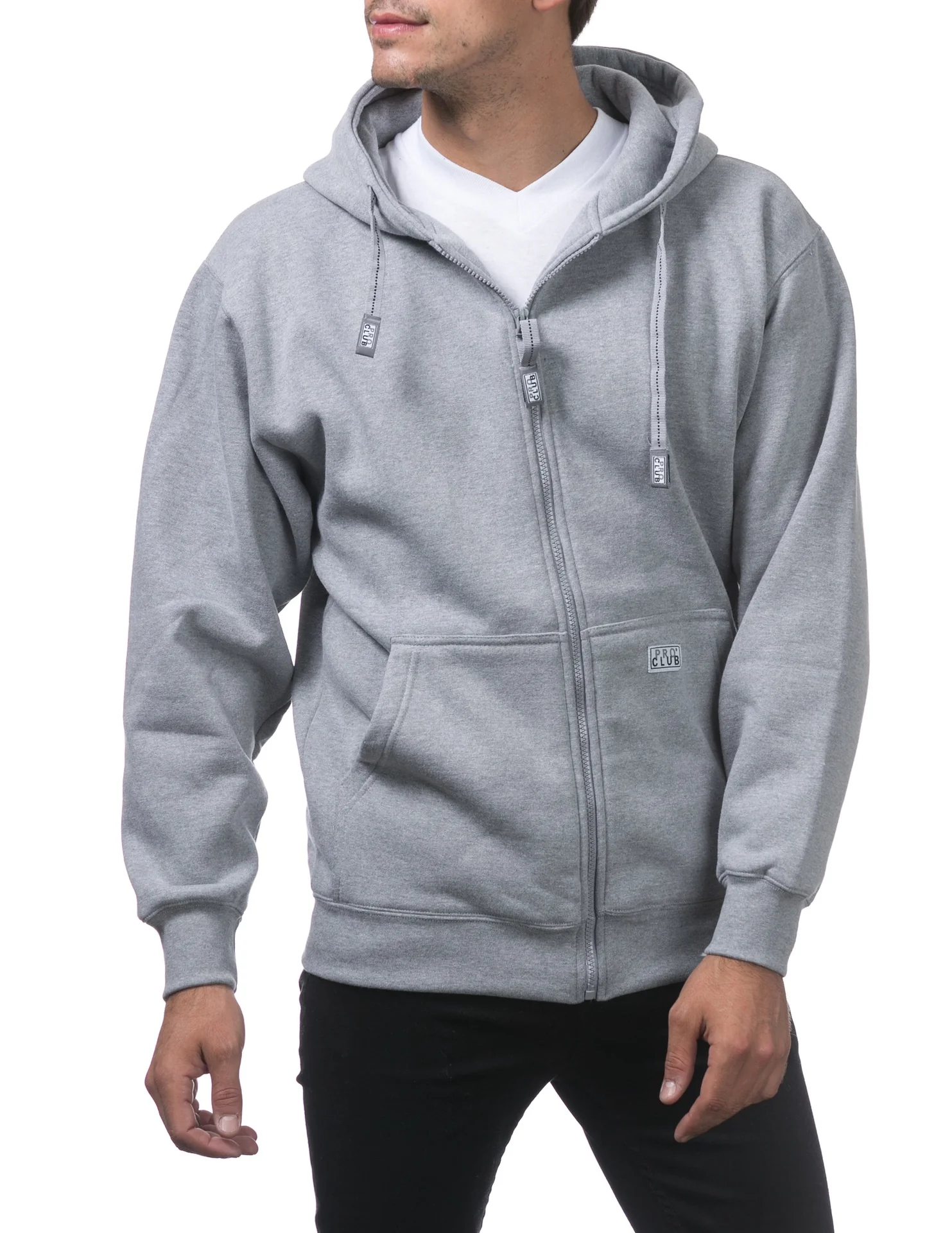 Pro Club Heavyweight Full Zip Fleece Hoodie - GRAY - Image 6