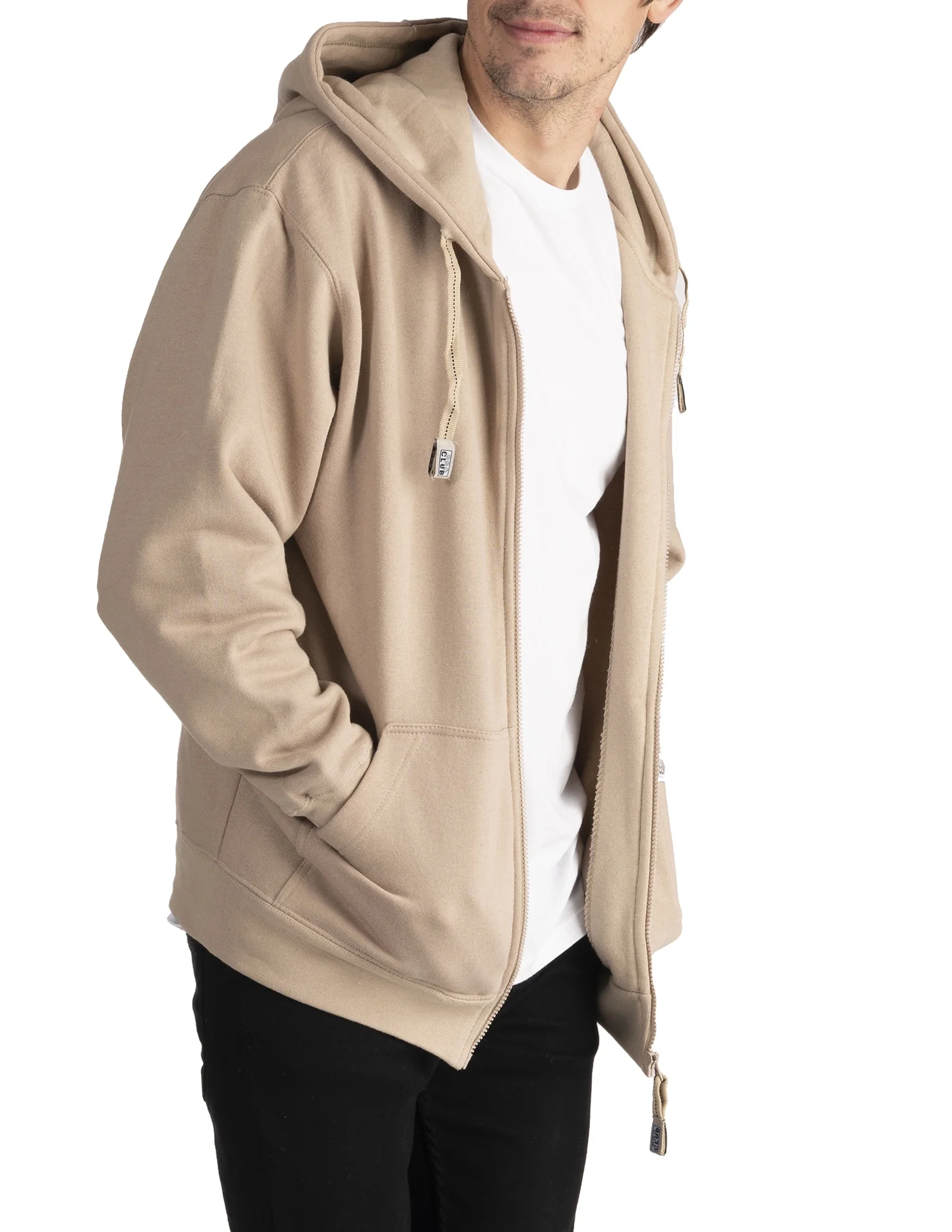 Pro Club Heavyweight Full Zip Fleece Hoodie - KHAKI - Image 5
