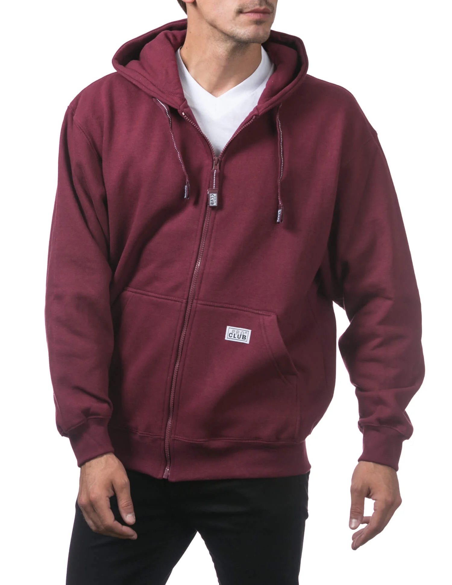 Pro Club Heavyweight Full Zip Fleece Hoodie - MAROON - Image 13