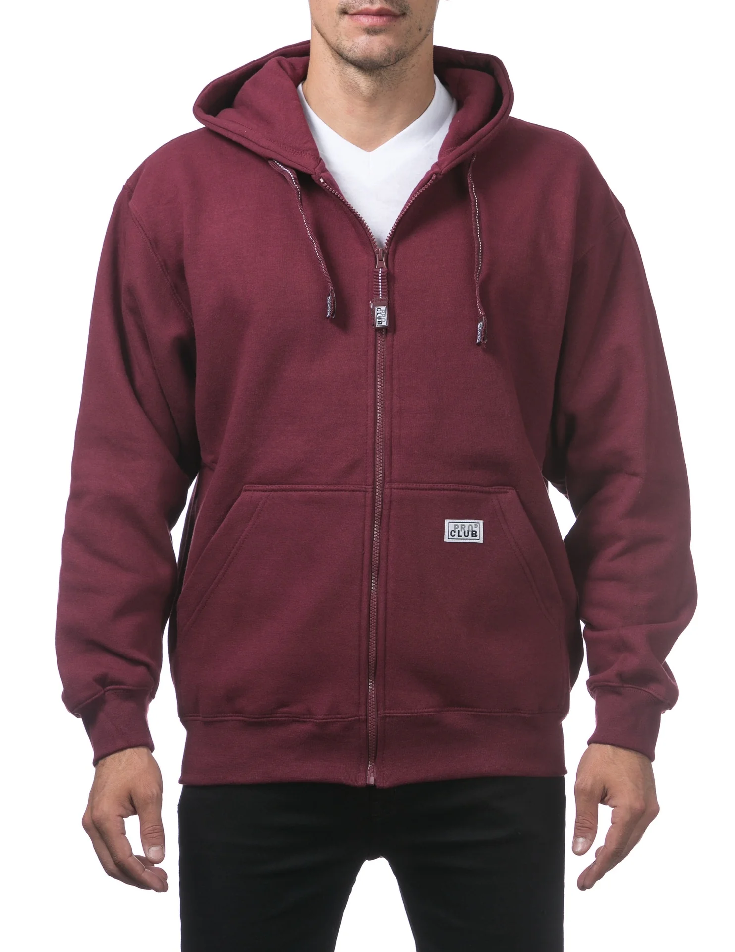 Pro Club Heavyweight Full Zip Fleece Hoodie - MAROON - Image 5