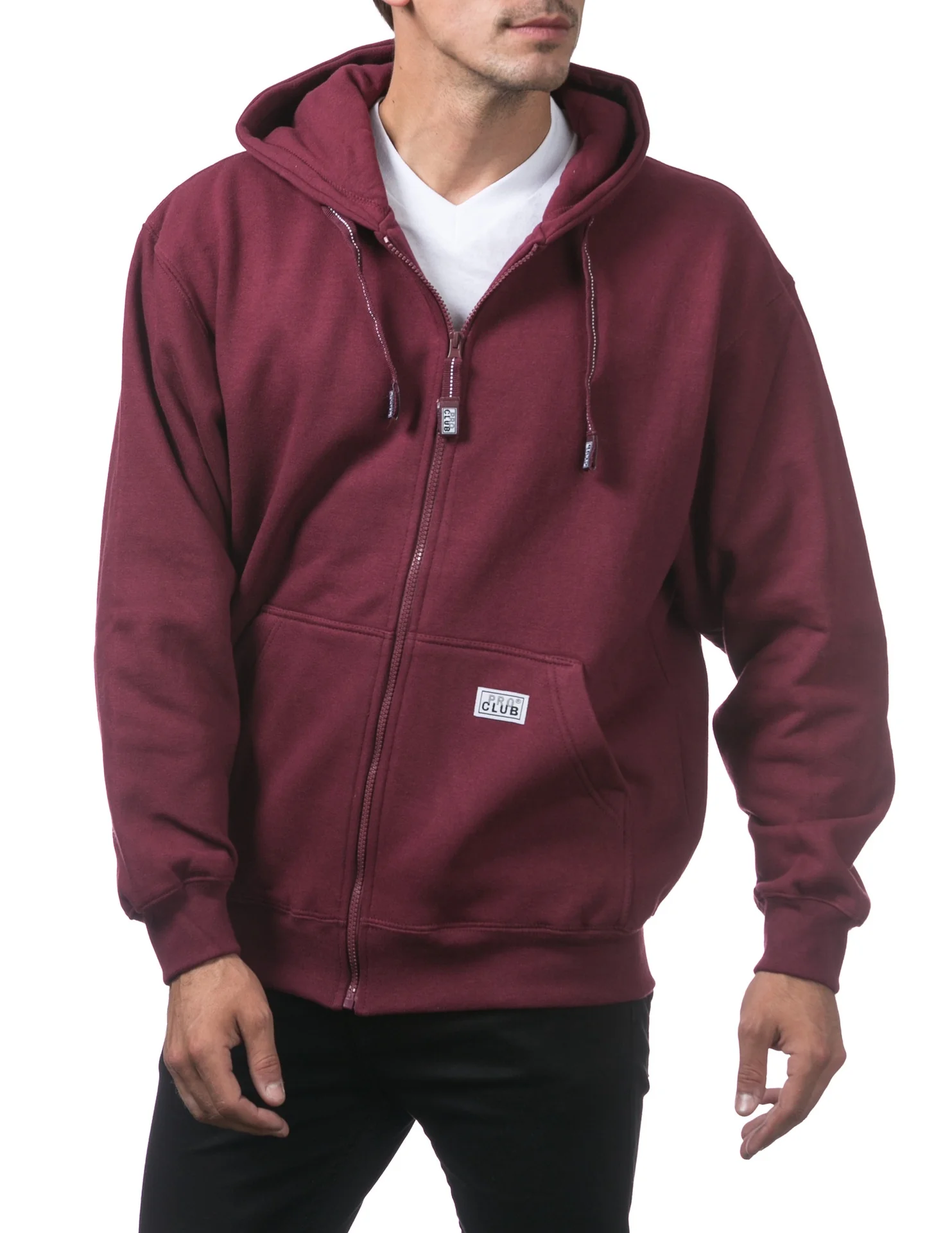 Pro Club Heavyweight Full Zip Fleece Hoodie - MAROON - Image 7