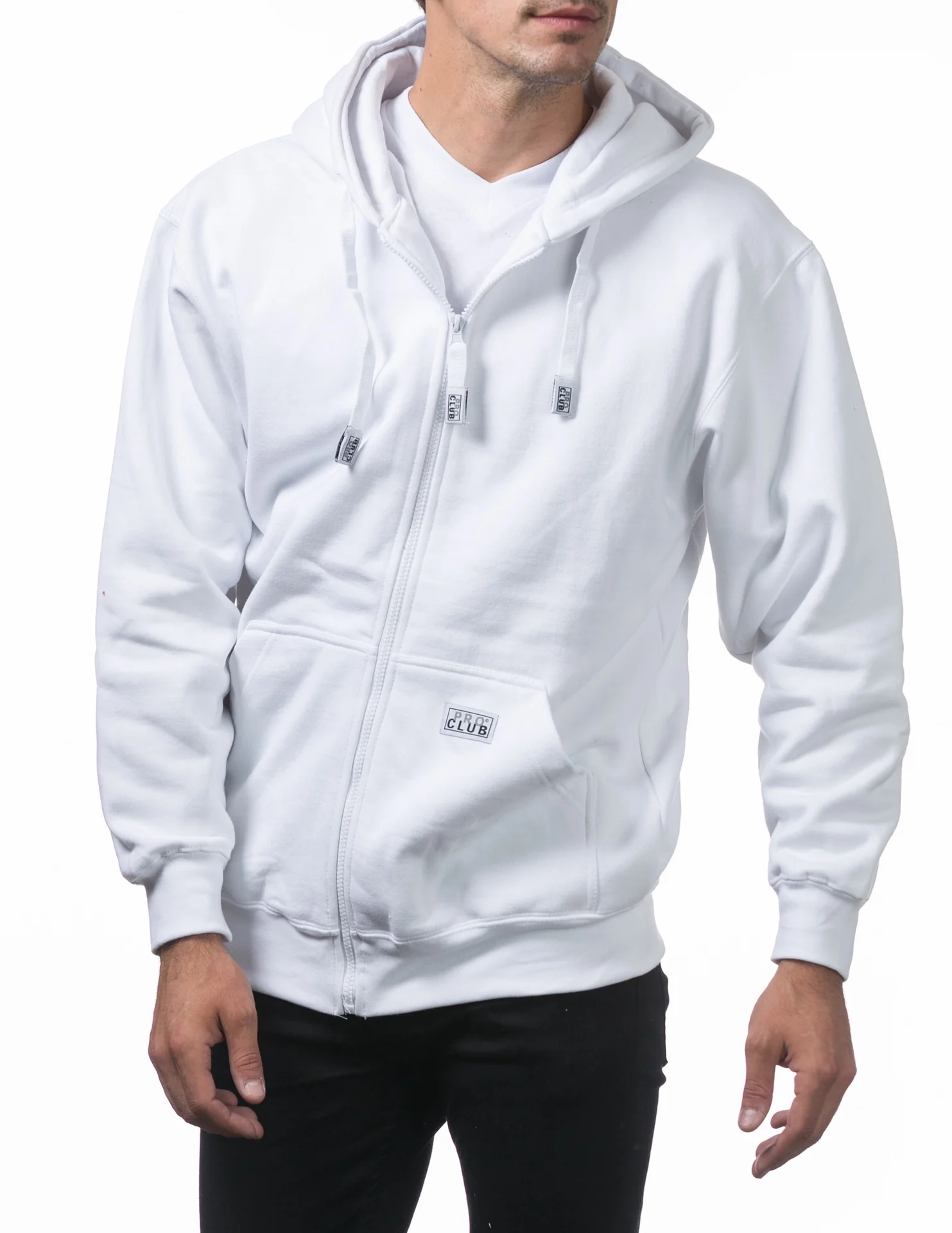 Pro Club Heavyweight Full Zip Fleece Hoodie - WHITE - Image 4