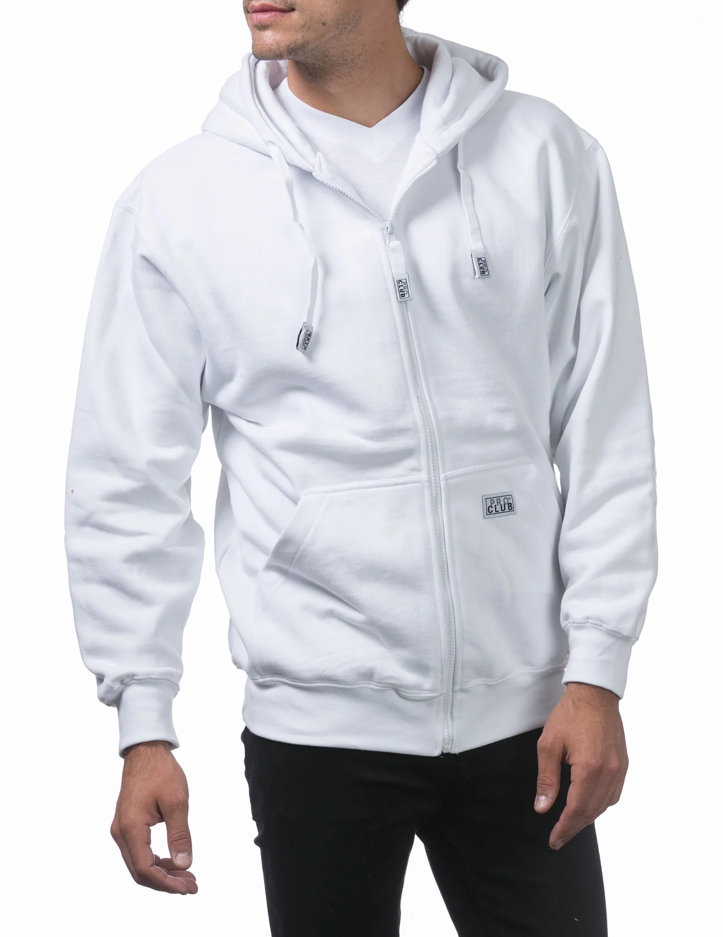 Pro Club Heavyweight Full Zip Fleece Hoodie - WHITE - Image 5