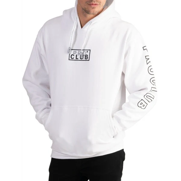 Pro Club Heavyweight Pullover BOX LOGO Hoodie (13oz) – WHITE - Image 2