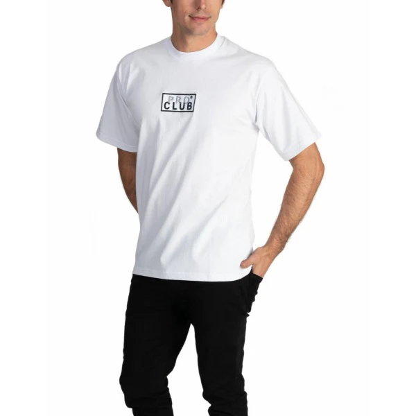 Pro Club Heavyweight Short Sleeve Embroidered Box Logo Tee - WHITE - Image 2