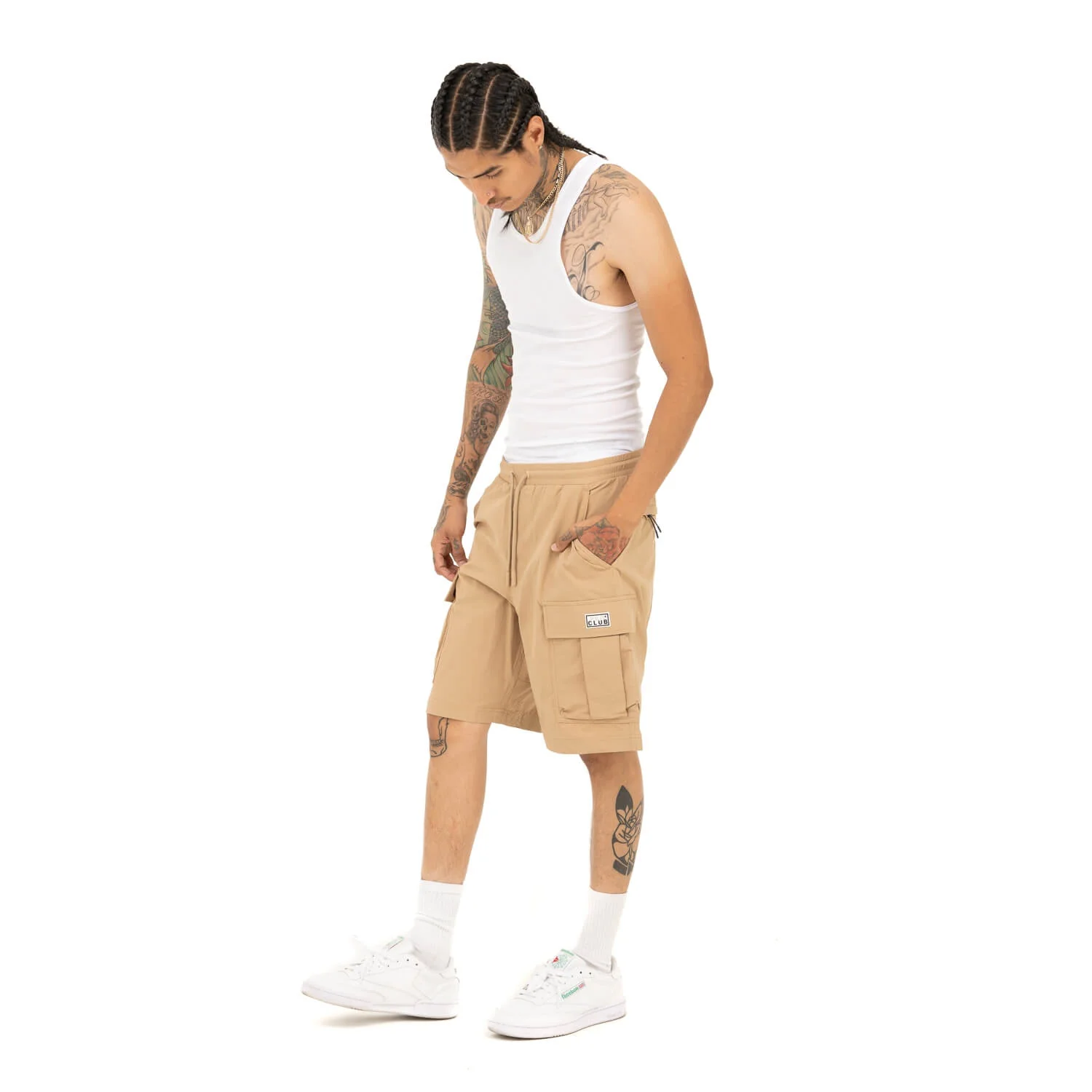 Pro Club Men's Comfort Stretch Nylon Cargo Short - 9 1/2 inch inseam - Khaki - Image 2