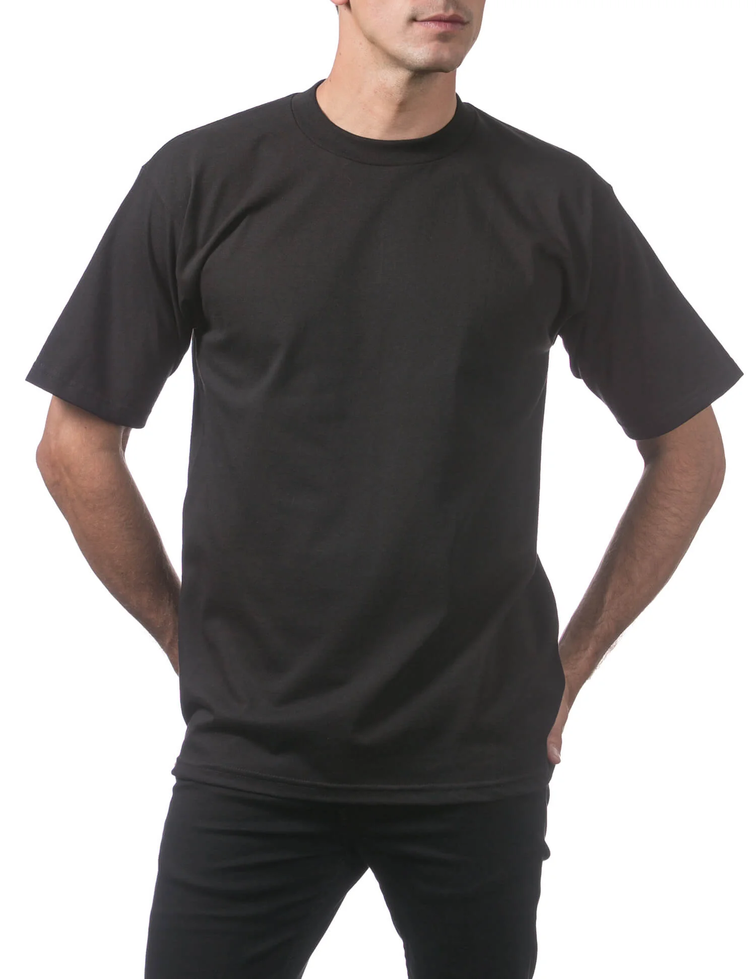 Pro Club Men's Heavyweight Short Sleeve Tee - BLACK - Image 4