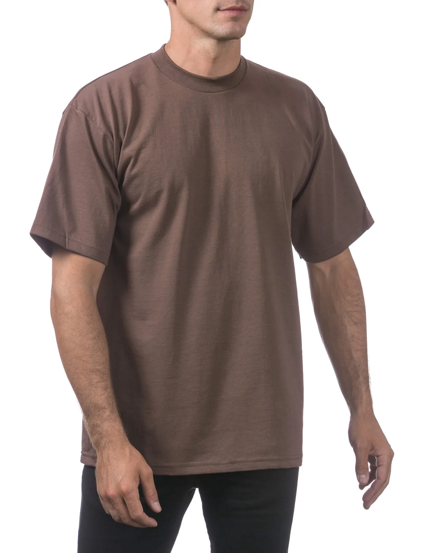Pro Club Men's Heavyweight Short Sleeve Tee - BROWN - Image 5