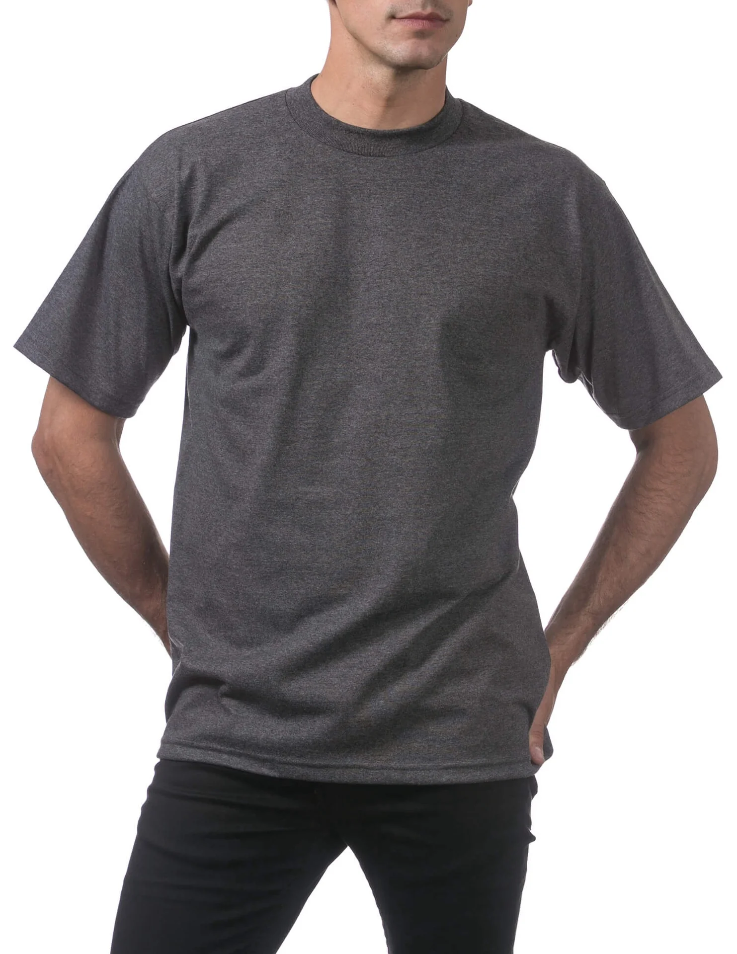Pro Club Men's Heavyweight Short Sleeve Tee - CHARCOAL - Image 2