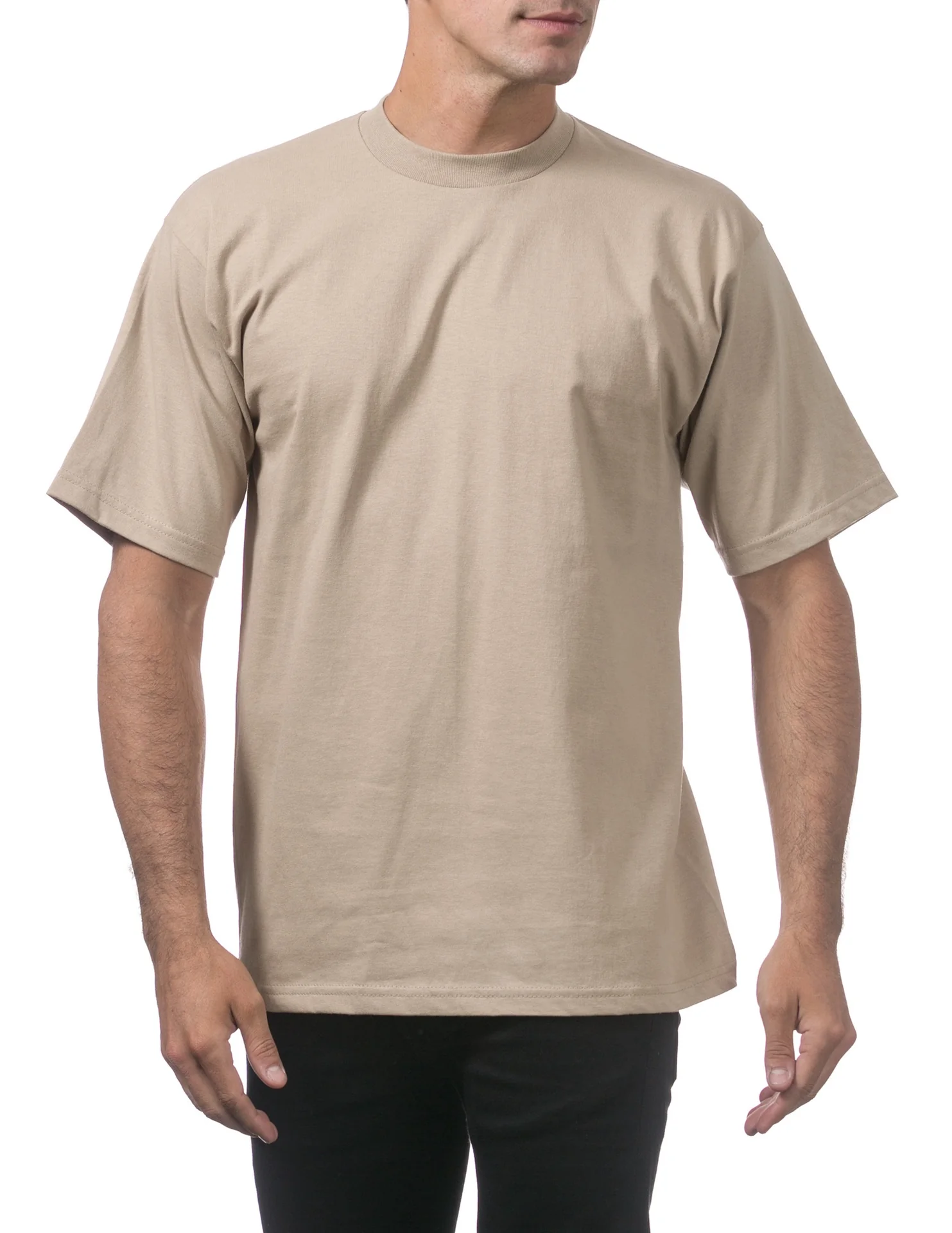 Pro Club Men's Heavyweight Short Sleeve Tee - KHAKI - Image 3