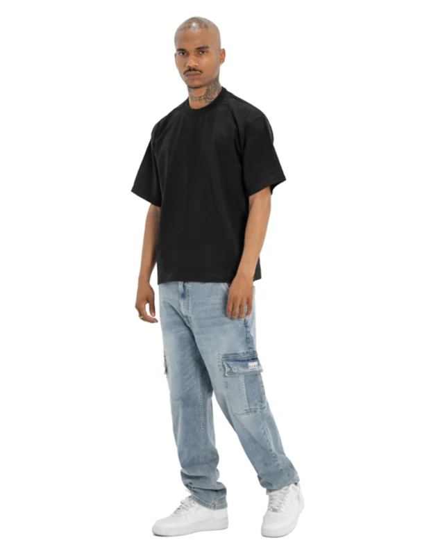 Pro Club Men's HeavyWide Box Fit T Shirt - Black - Image 2