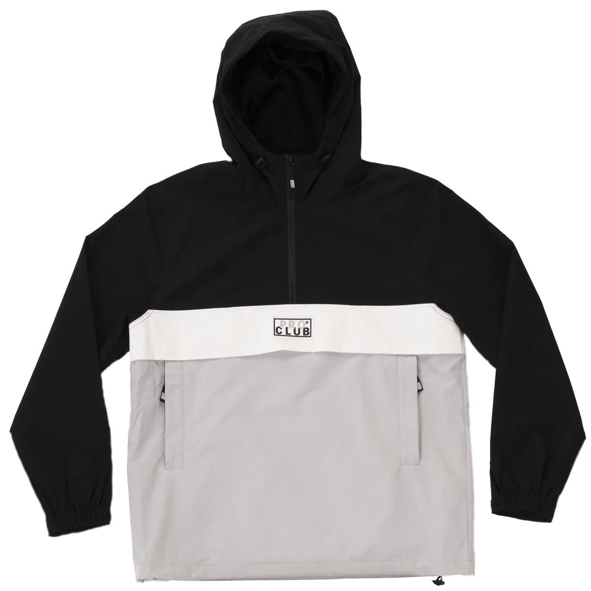 Pro Club Men's Nylon Anorak Pullover Jacket - Black/Gray - Image 3