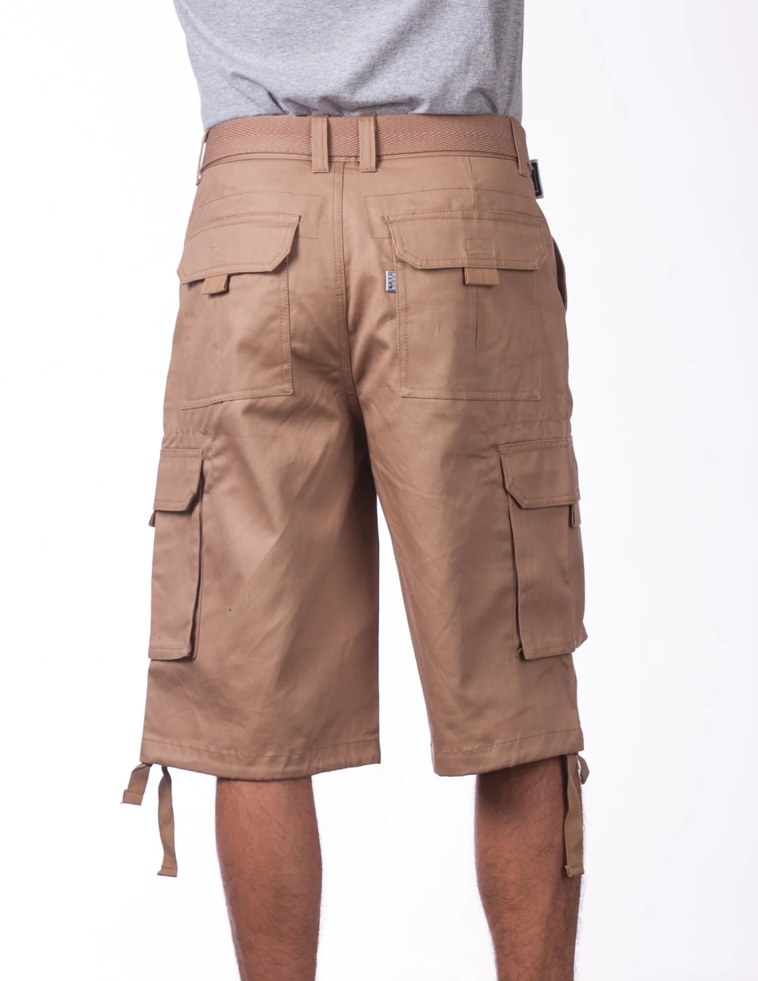 Pro Club Twill Cargo Shorts with Belt - KHAKI - Image 2