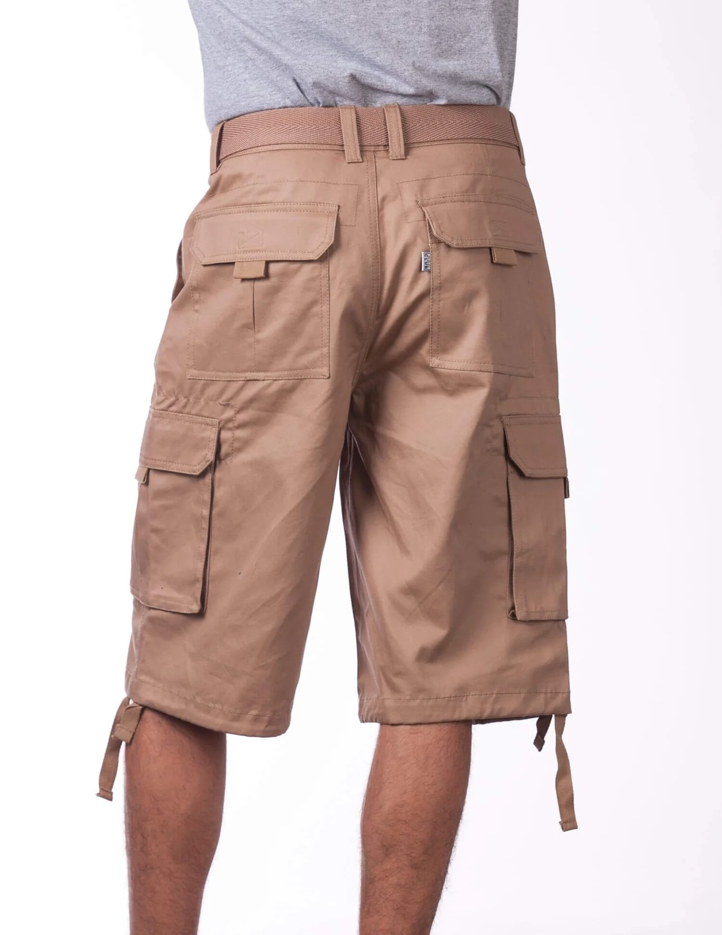 Pro Club Twill Cargo Shorts with Belt - KHAKI - Image 4