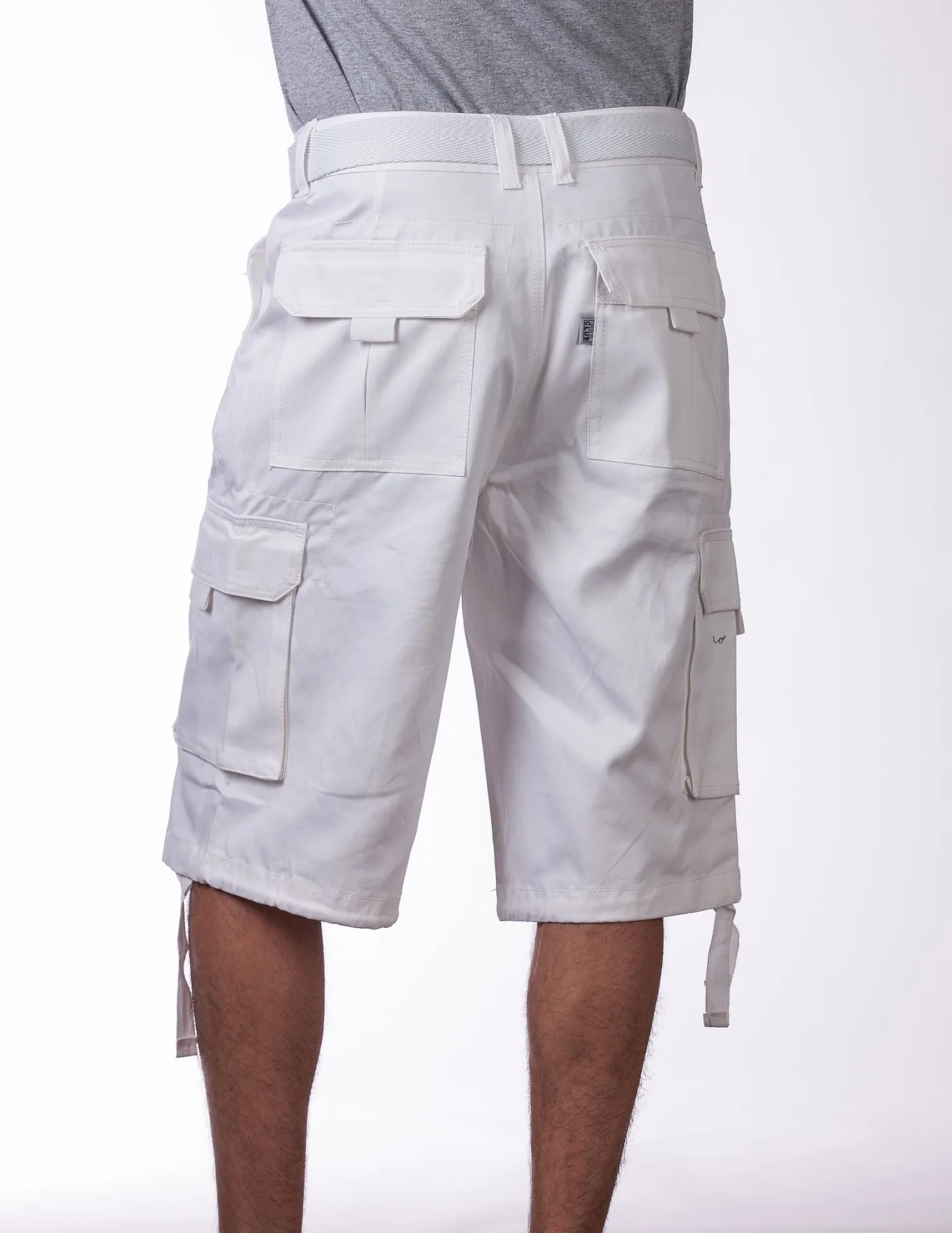 Pro Club Twill Cargo Shorts with Belt - WHITE - Image 3