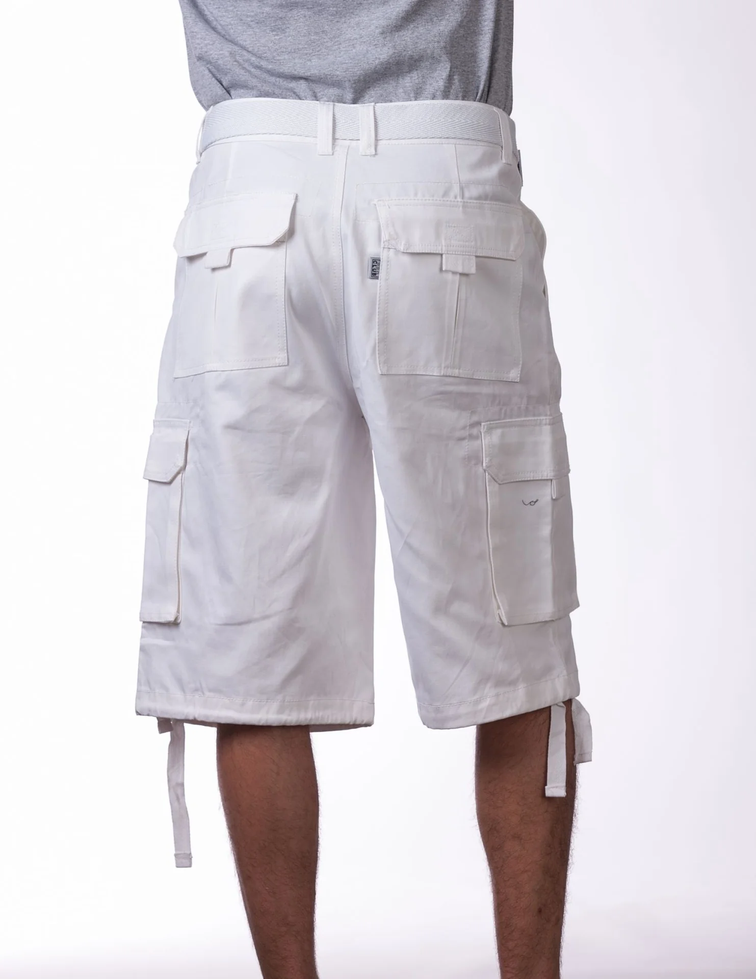 Pro Club Twill Cargo Shorts with Belt - WHITE - Image 4