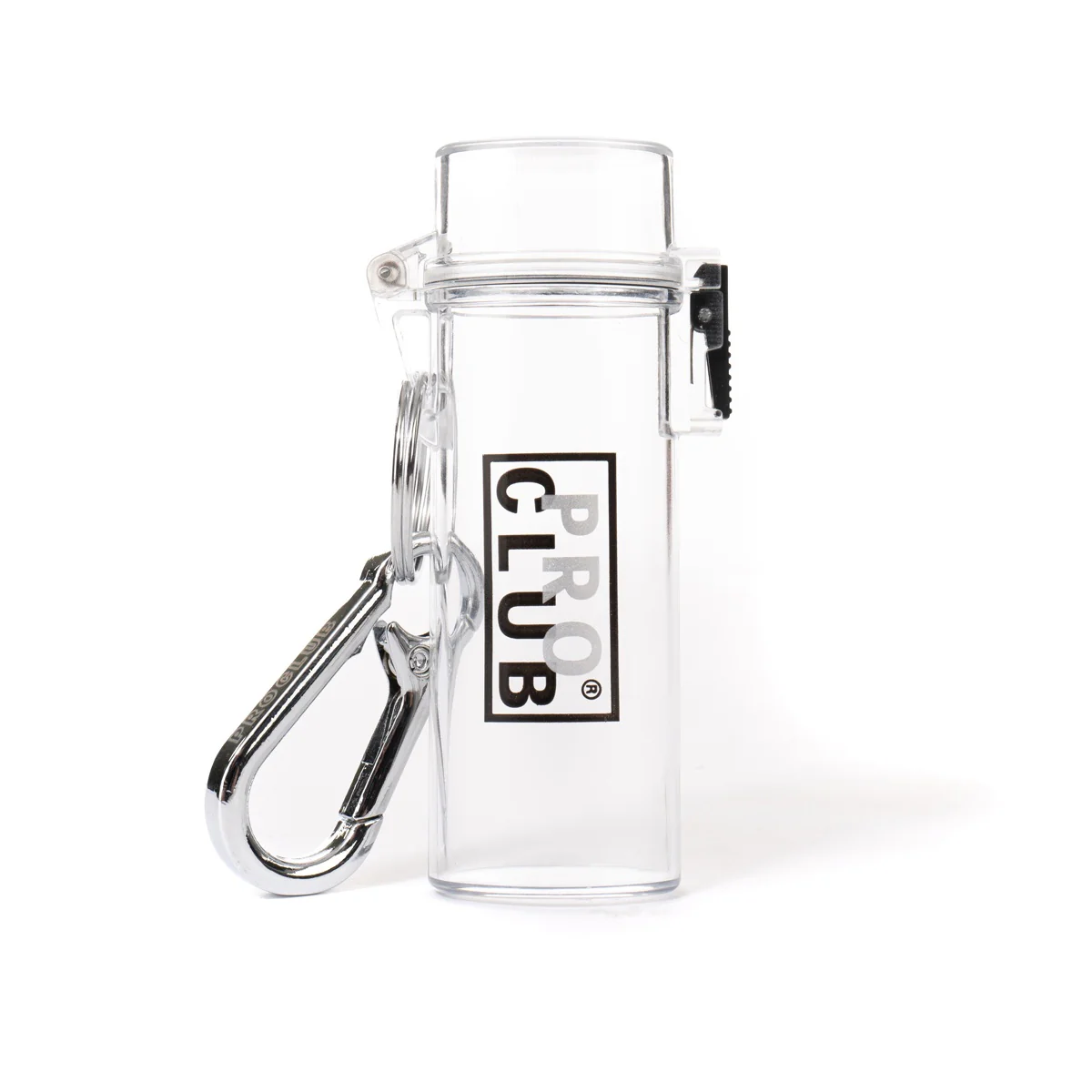 Pro Club Waterproof Lighter Case Keychain - Clear case, Black Logo