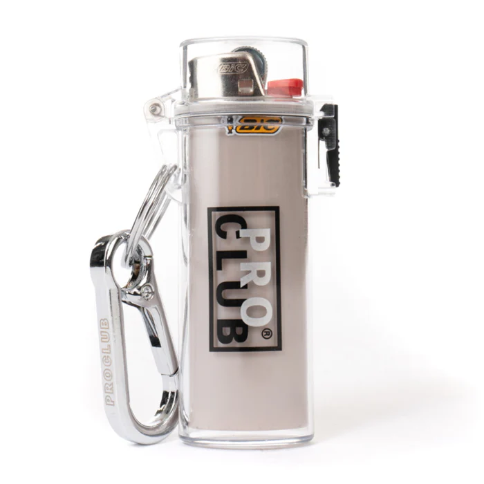Pro Club Waterproof Lighter Case Keychain - Clear case, Black Logo - Image 3