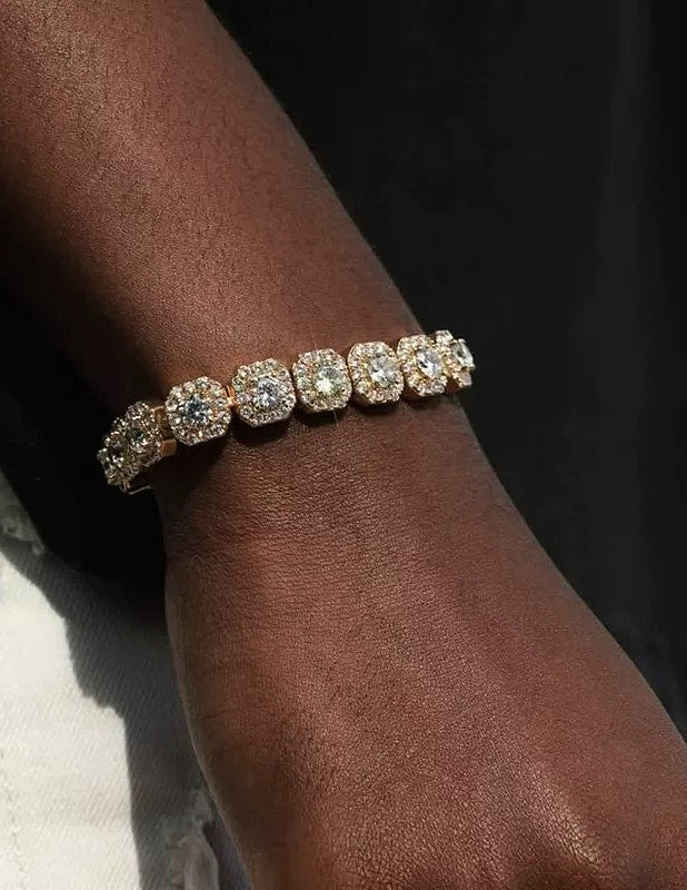 Rewahard - 10MM Tennis Chain Necklace 18k Gold Plated Iced out Jumbo Square Sparkling Cluster Cubic Zirconia Tennis Link Chains for Men Women - Image 3