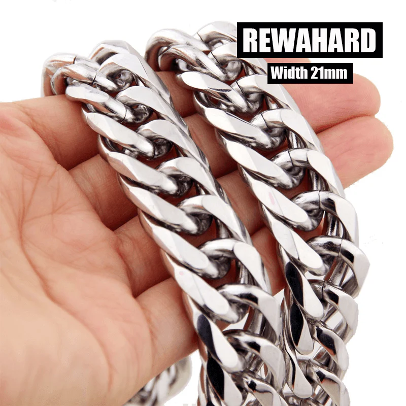 Rewahard - 21mm Super Wide Stainless-Steel Cuban Chains - Image 2