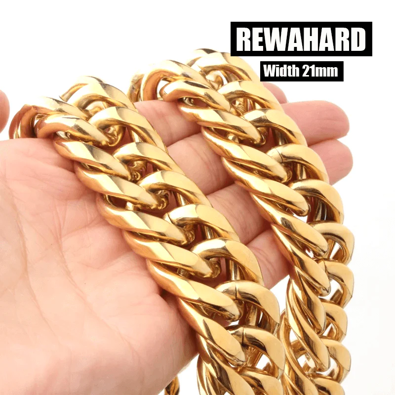 Rewahard - 21mm Super Wide Stainless-Steel Cuban Chains - Image 3