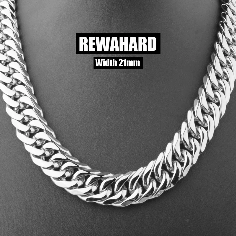 Rewahard - 21mm Super Wide Stainless-Steel Cuban Chains - Image 5