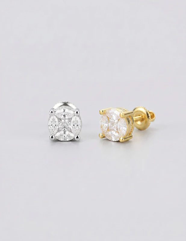 Rewahard - 8mm Diamond Cluster Stud Earring