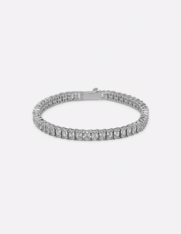 Rewahard Baguette Tennis Chain - Silver Plated - Image 5