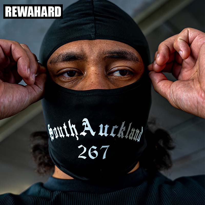 Rewahard Printed Full Head Gangster Balaclava Neck Gaiter - Black - Image 4
