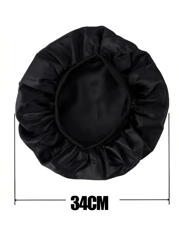 Rewahard Wide Edge Black Silky Satin Bonnet - Image 3