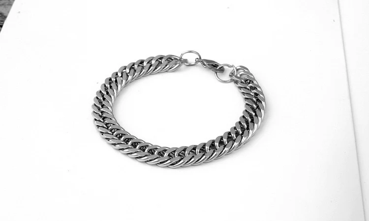 Sliver Metal Flate Chain Bracelet 10MM Width - Image 2