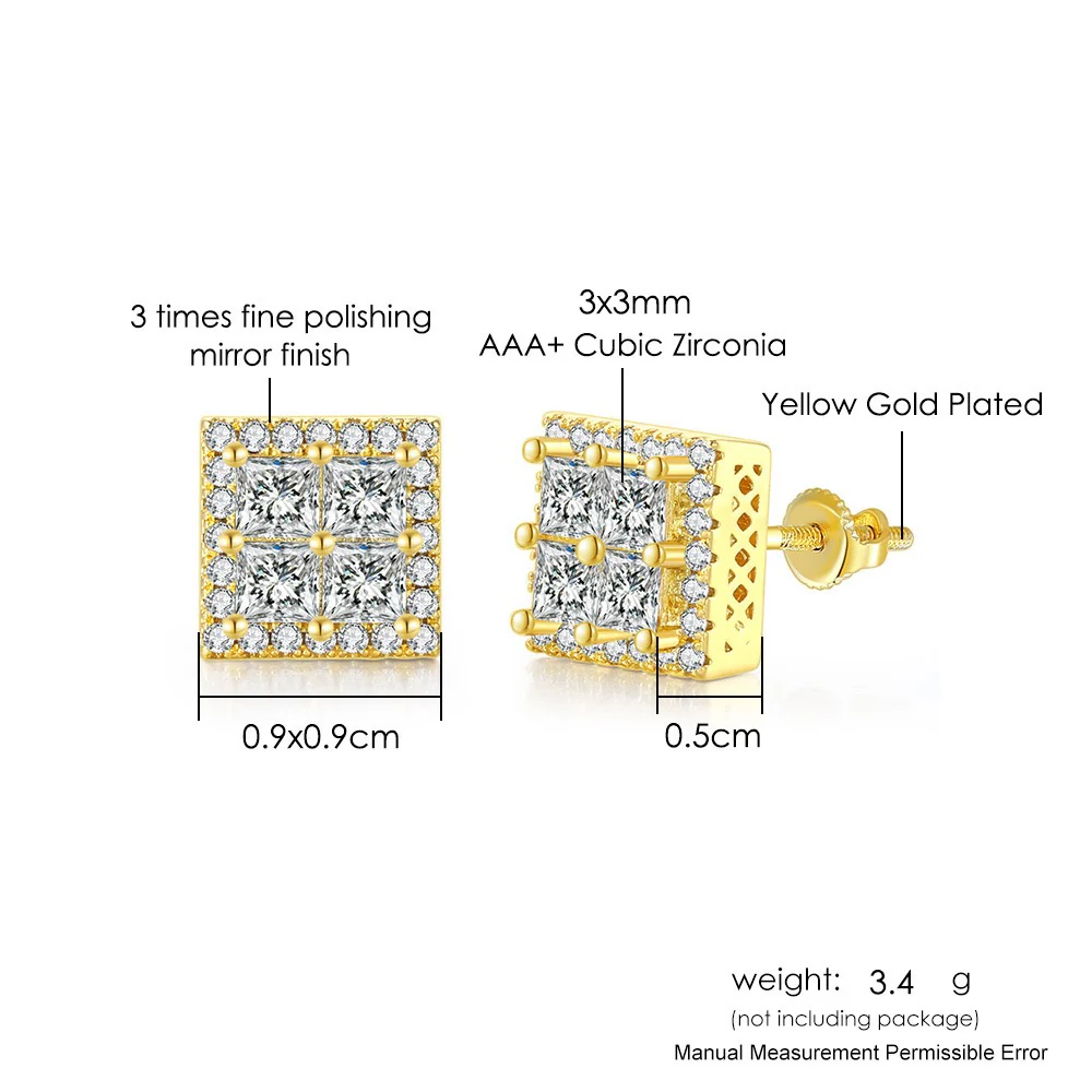 Square Diamond Cluster Stud Earring - Image 3