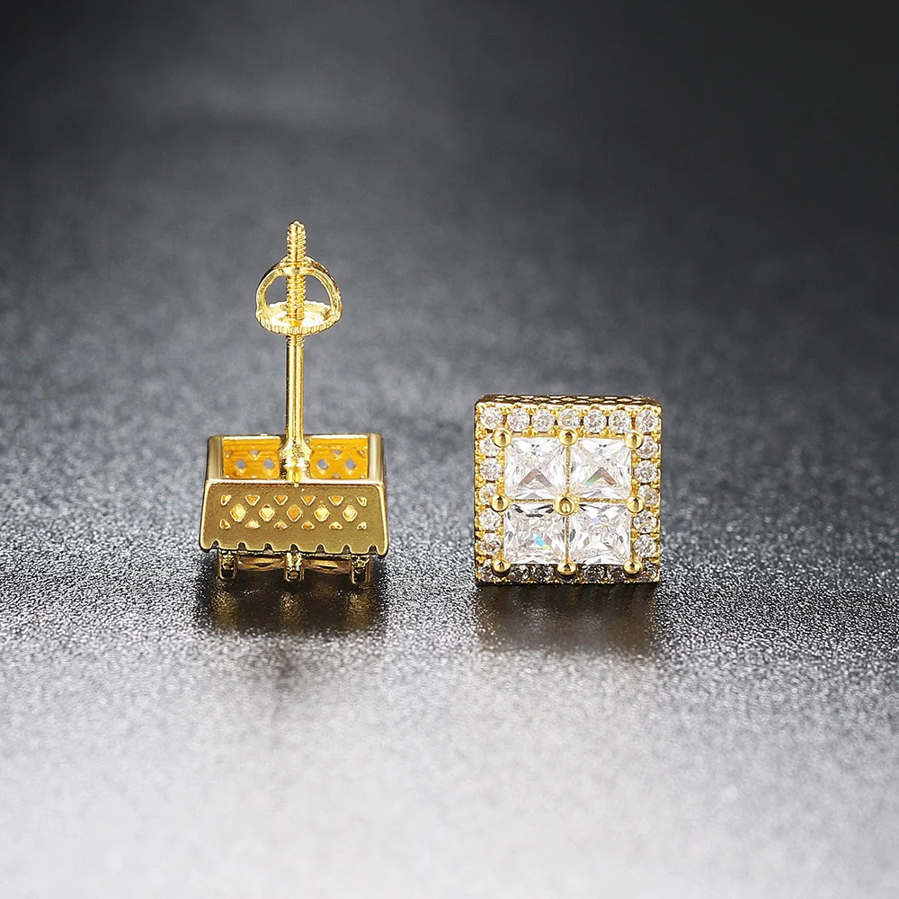 Square Diamond Cluster Stud Earring - Image 4