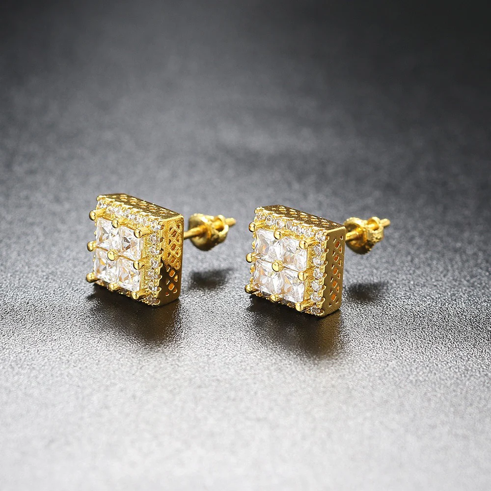 Square Diamond Cluster Stud Earring - Image 5